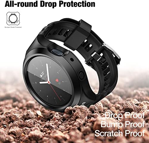 Dexnor for Galaxy Watch Active 2 מארז עם פס 44 ממ, [מובנה ממתכו מתכוונן ומגן מסך] כיסוי אטום הלם צבאי צבאי